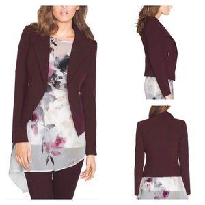 WHBM Stitched Shoulder Cropped Blazer Burgundy/Wine Sz 6